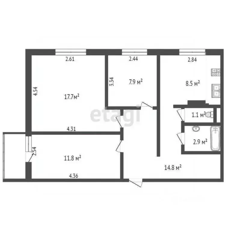 3-к кв. Коми, Усинск Возейская ул., 5А (63.7 м) - Фото 1