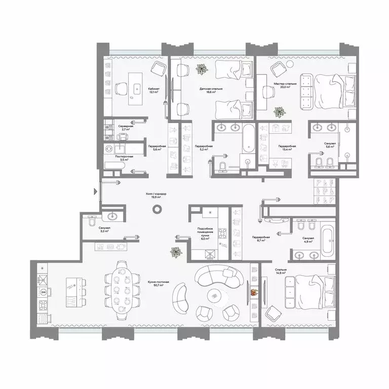 5-комнатная квартира: Москва, Ленинский проспект, 2 (207.1 м) - Фото 1