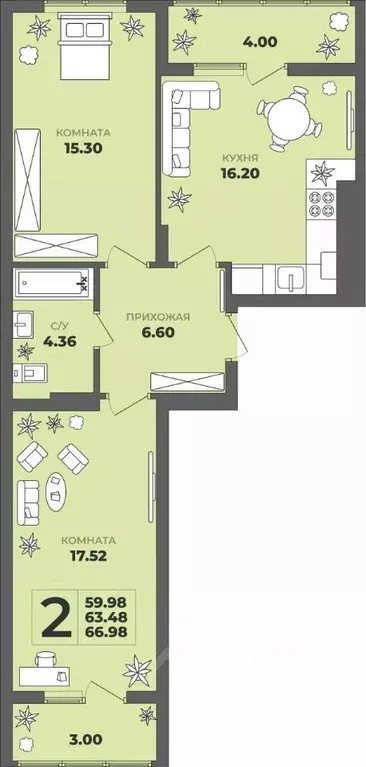 2-к кв. Калининградская область, Калининград ул. Генерала Толстикова, ... - Фото 1