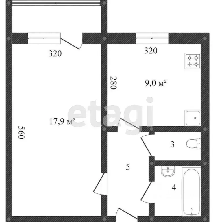 1-к кв. Белгородская область, Белгород ул. Губкина, 42а (33.7 м) - Фото 2