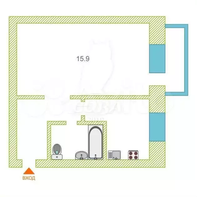 1-к. квартира, 30 м, 5/5 эт. - Фото 0
