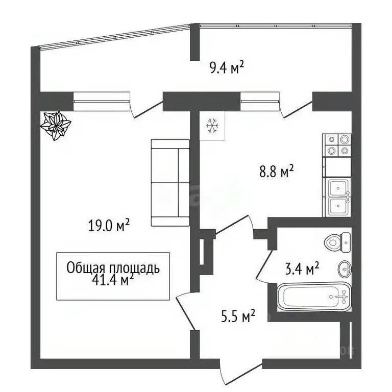 1-к кв. Новосибирская область, Новосибирск ул. Имени генерал-майора ... - Фото 2