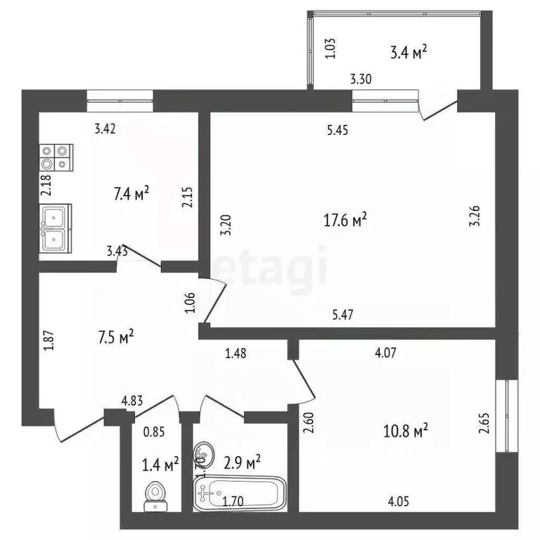 2-к кв. Башкортостан, Стерлитамакский район, Куганакский сельсовет, с. ... - Фото 1