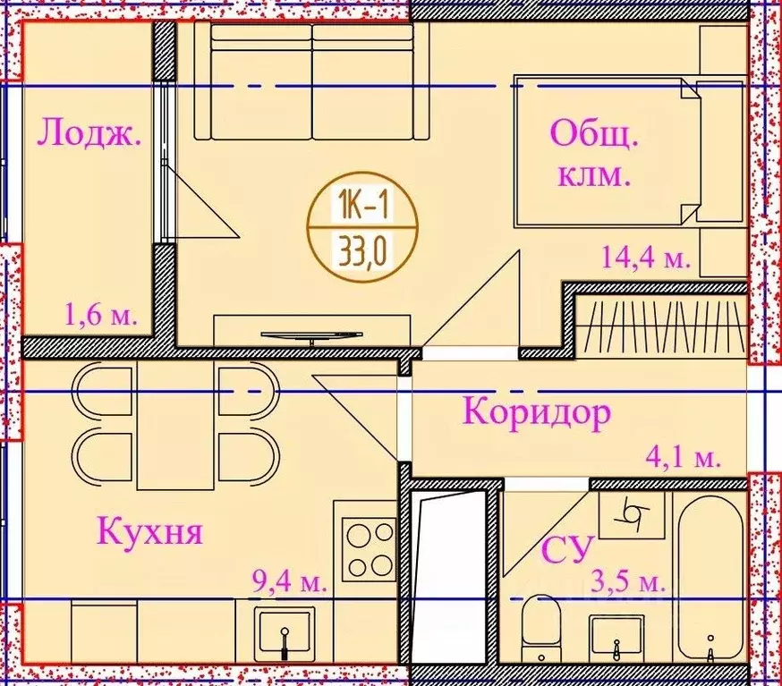 1-к кв. Чеченская республика, Грозный просп. В.В. Путина, 1Б (34.0 м) - Фото 0