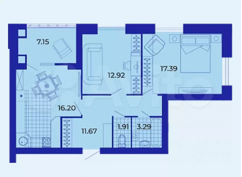 2-к. квартира, 71 м, 4/9 эт. - Фото 1