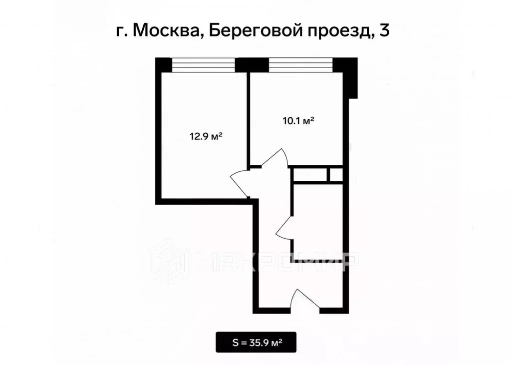 1-к кв. Москва Береговой проезд, 3 (36.0 м) - Фото 1