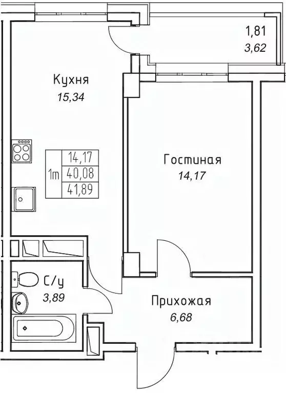 1-к кв. Саха (Якутия), Якутск 11-й кв-л,  (41.89 м) - Фото 1