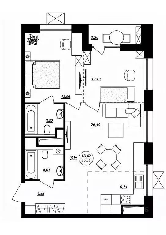 3-к кв. Хабаровский край, Хабаровск ул. Демьяна Бедного (65.05 м) - Фото 1