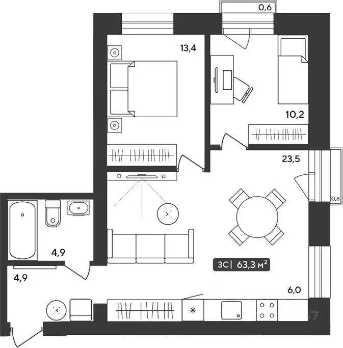 2-к кв. Новосибирская область, Мошковский район, пос. Октябрьский ул. ... - Фото 0