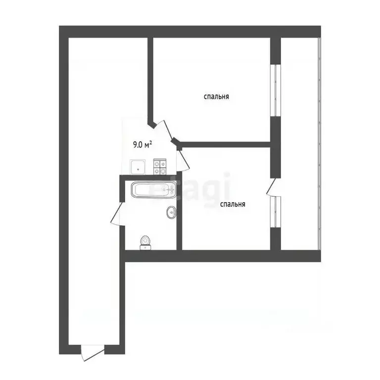 1-к кв. Тюменская область, Тюмень ул. Судостроителей, 71 (44.0 м) - Фото 1