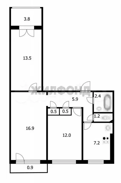 3-к. квартира, 60 м, 4/9 эт. - Фото 0