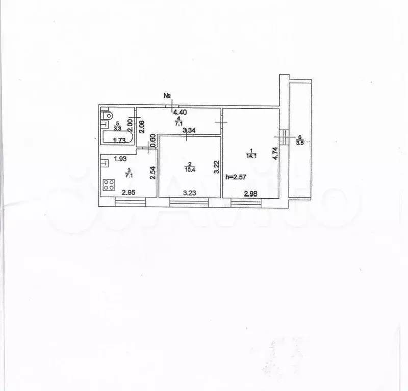 2-к. квартира, 45,5 м, 3/9 эт. - Фото 0