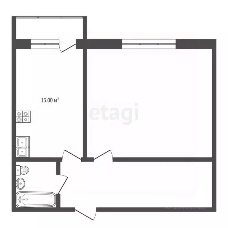 1-к кв. Владимирская область, Муром Пролетарская ул., 21 (44.4 м) - Фото 1
