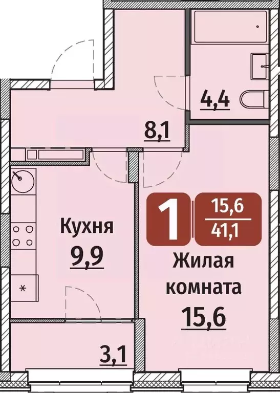1-к кв. Чувашия, Чебоксары ул. Энергетиков, поз6 (41.1 м) - Фото 0