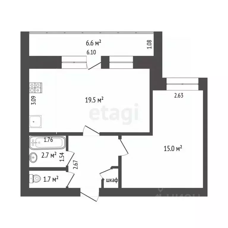 1-к кв. Тюменская область, Тюмень Микрорайон мыс, ул. Малиновского, 8 ... - Фото 2