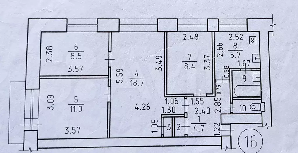 4-к. квартира, 62 м, 5/5 эт. - Фото 0