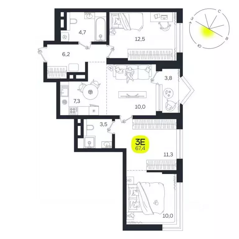3-к кв. Свердловская область, Екатеринбург Южная Ботаника жилрайон, ... - Фото 1
