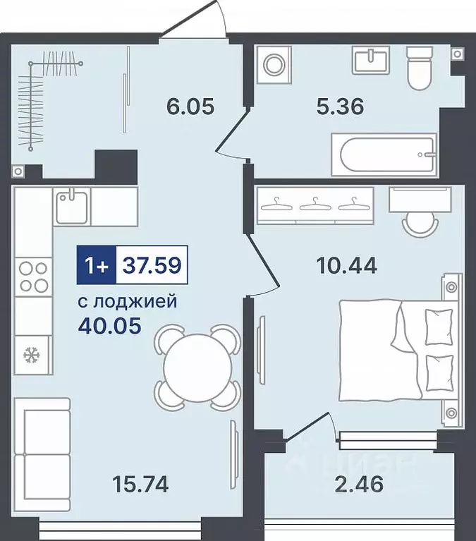 1-к кв. Тюменская область, Тюмень ул. Алексея Сергиенко, 1 (37.59 м) - Фото 0