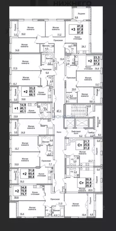 3-к кв. Нижегородская область, Нижний Новгород ул. Родионова, 31 (97.6 ... - Фото 2