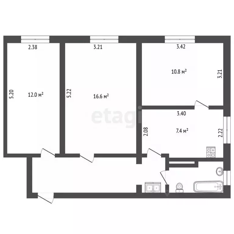 3-к кв. Ленинградская область, Приозерск ул. Ленина, 68 (58.0 м) - Фото 2