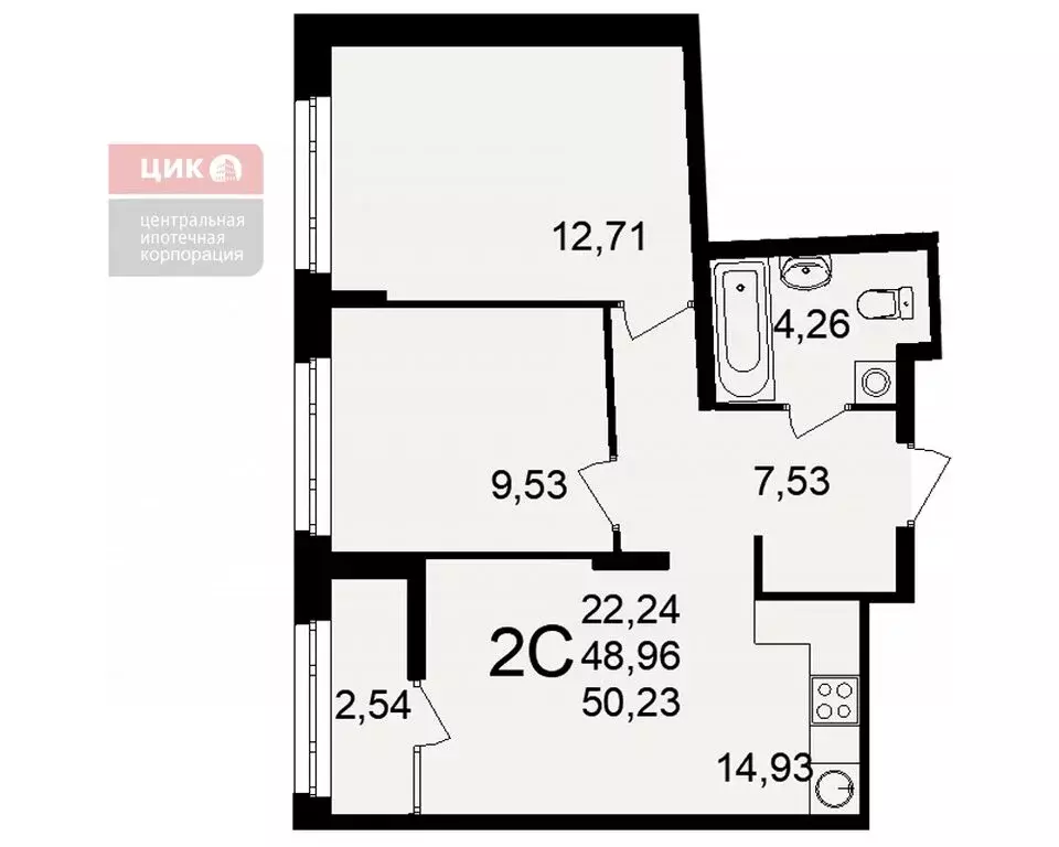 2-комнатная квартира: Рязань, Куйбышевское шоссе, 17 (50.23 м) - Фото 0