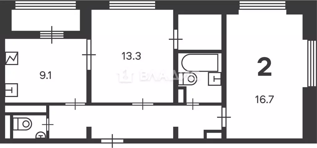 2-к кв. Москва ул. Маршала Еременко, 5к1 (56.1 м) - Фото 1