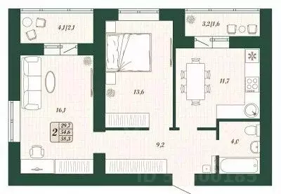 2-к кв. Самарская область, Волжский район, Смышляевка городское ... - Фото 1