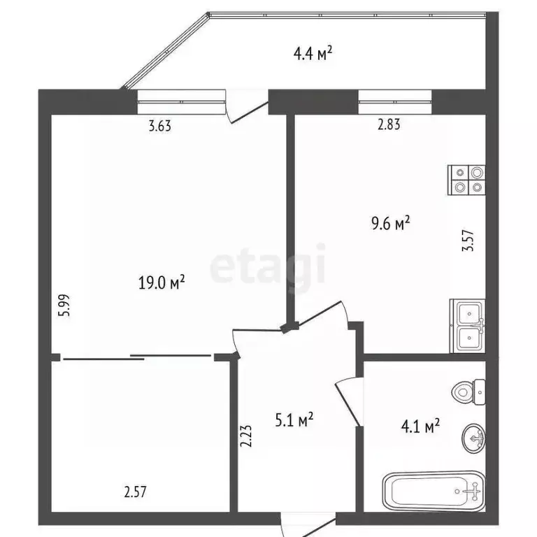 1-к кв. Тюменская область, Тюмень ул. Карла Маркса, 8 (37.8 м) - Фото 1