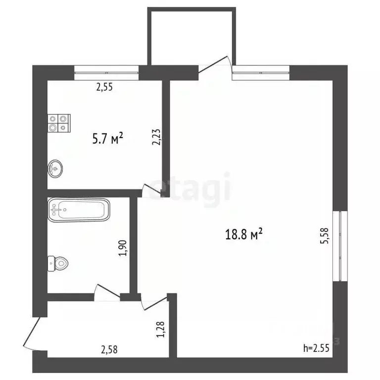 1-к кв. Ивановская область, Иваново Театральная ул., 13 (30.8 м) - Фото 1