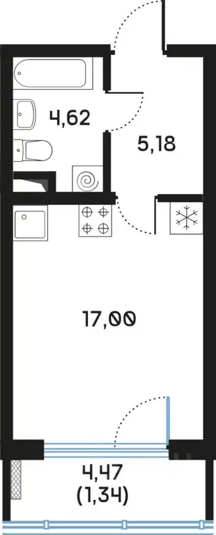 Студия Санкт-Петербург 7-я Васильевского острова линия, 84 (28.48 м) - Фото 1