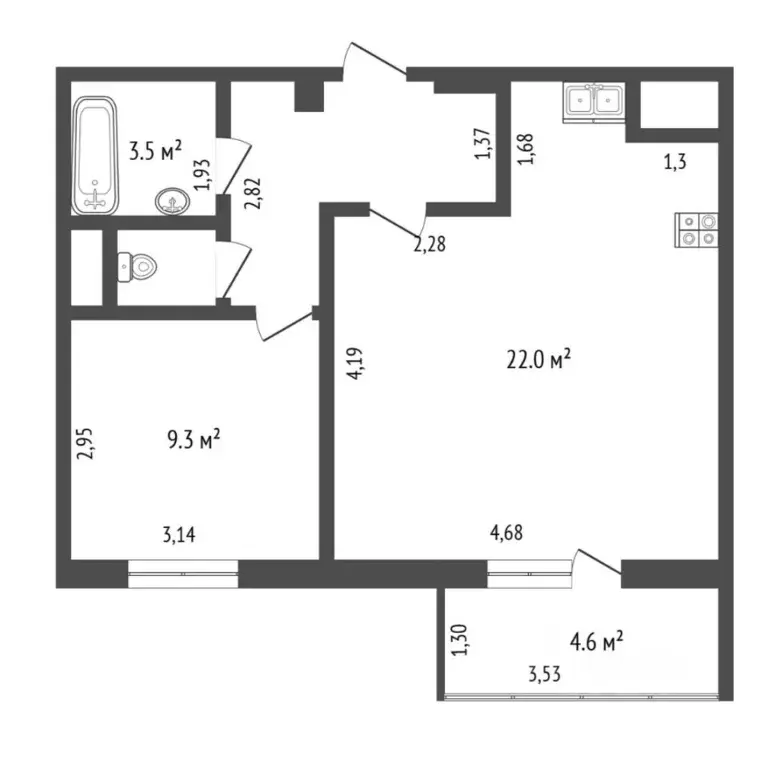 1-к кв. Тюменская область, Тюмень ул. Парада Победы, 7 (42.8 м) - Фото 1