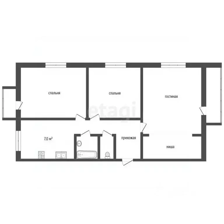 3-к кв. Челябинская область, Челябинск ул. Дзержинского, 125 (60.2 м) - Фото 2