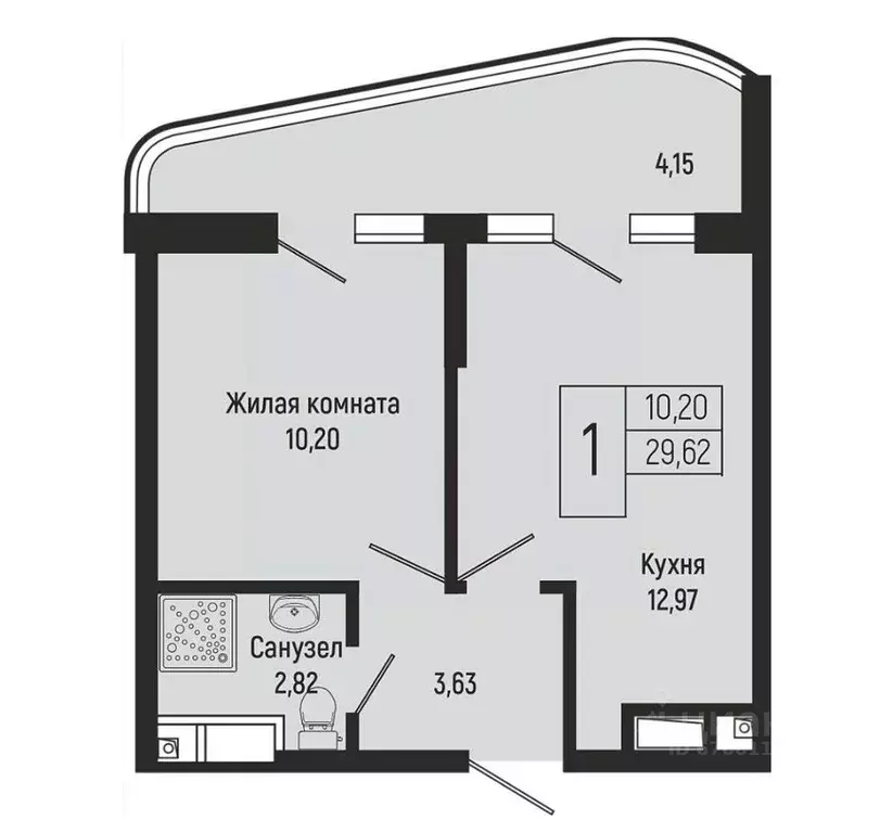 1-к кв. Краснодарский край, Туапсинский муниципальный округ, с. ... - Фото 1
