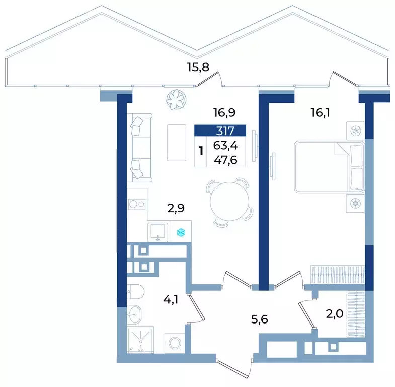 1-комнатная квартира: Алушта, Октябрьская улица, 10 (63.4 м) - Фото 1