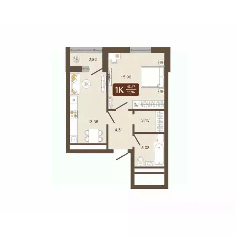 1-к кв. Кемеровская область, Новокузнецк Макеевская ул. (43.47 м) - Фото 0