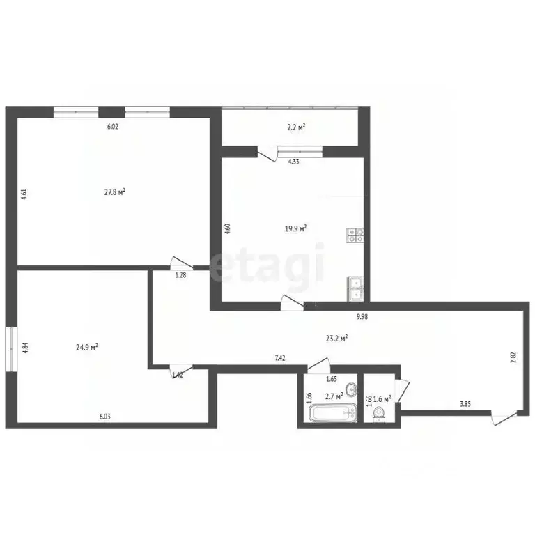 2-к кв. Татарстан, Альметьевск ул. Тимирязева, 22 (102.1 м) - Фото 2