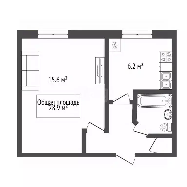 1-к кв. Новосибирская область, Бердск Лунная ул., 20 (28.9 м) - Фото 2