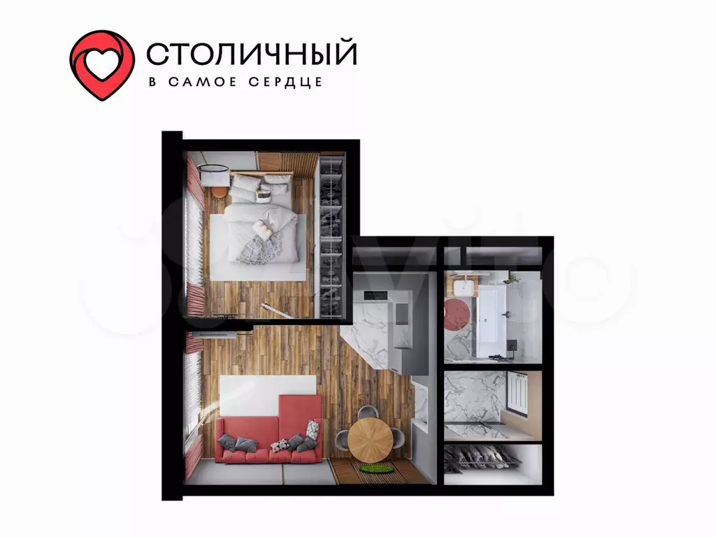 2-к. квартира, 46,1 м, 13/25 эт. - Фото 1
