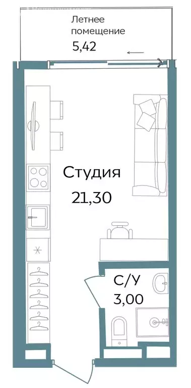 Квартира-студия: Республика Крым, Саки (29.72 м) - Фото 1
