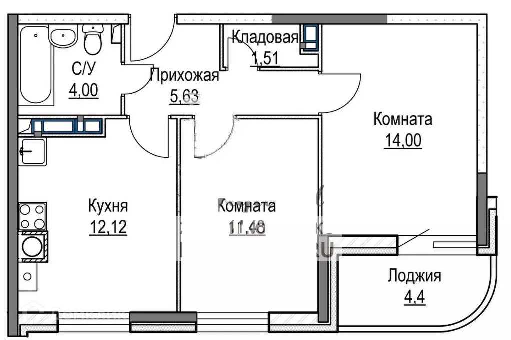 Продаётся 2-к квартира, 54.94 м - Фото 0