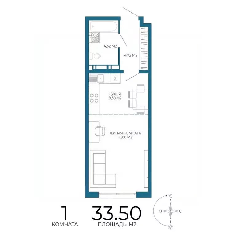 1-к кв. Пензенская область, Пенза Чаадаев жилой комплекс (33.5 м) - Фото 1