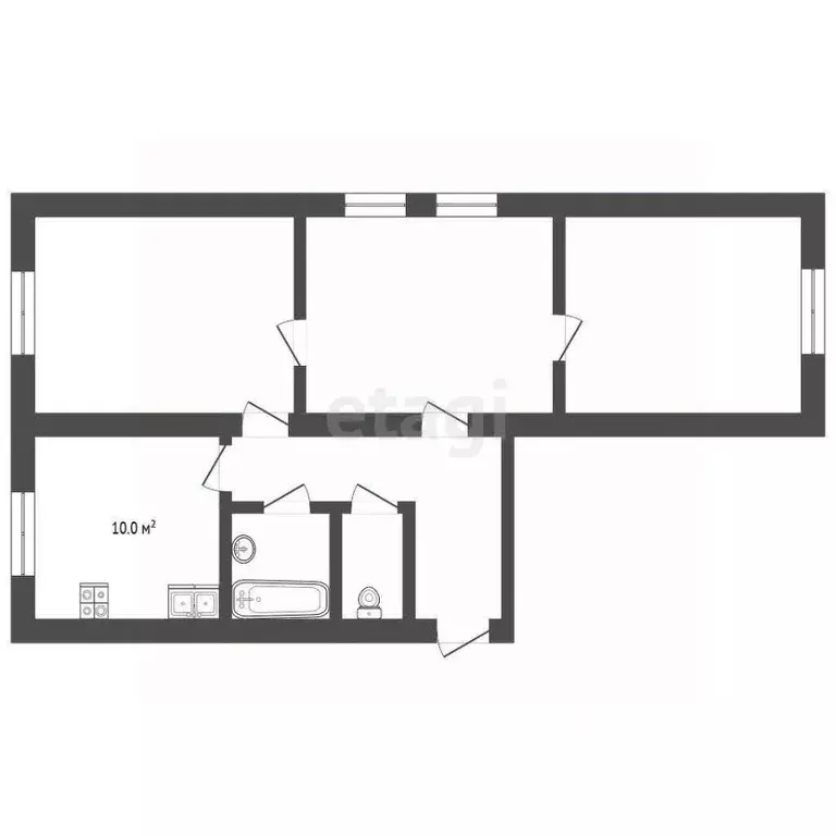 3-к кв. Томская область, Томск Колхозная ул., 22 (65.3 м) - Фото 1