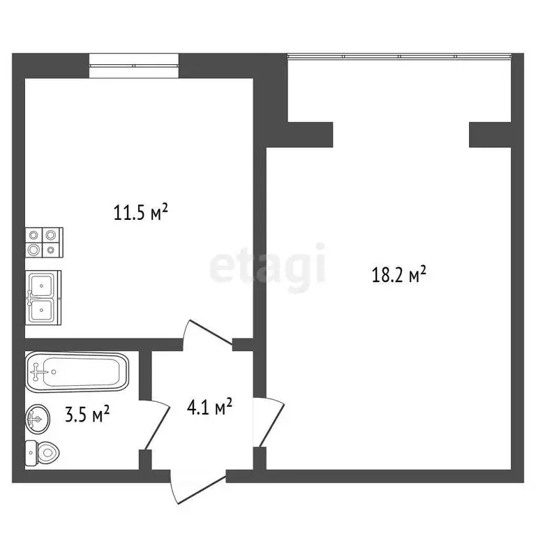 1-комнатная квартира: Нальчик, улица Тарчокова, 58 (38.6 м) - Фото 1