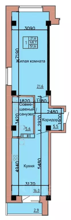 1-к кв. хакасия, абакан ул. ленинского комсомола, 24/2 (50.2 м) - Фото 0