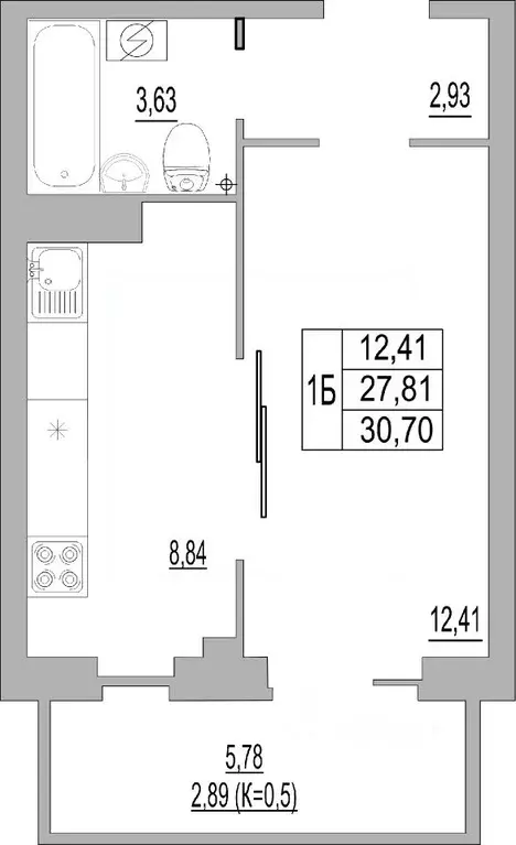 Студия Псковская область, Псков ул. Юности, 32 (30.7 м) - Фото 0