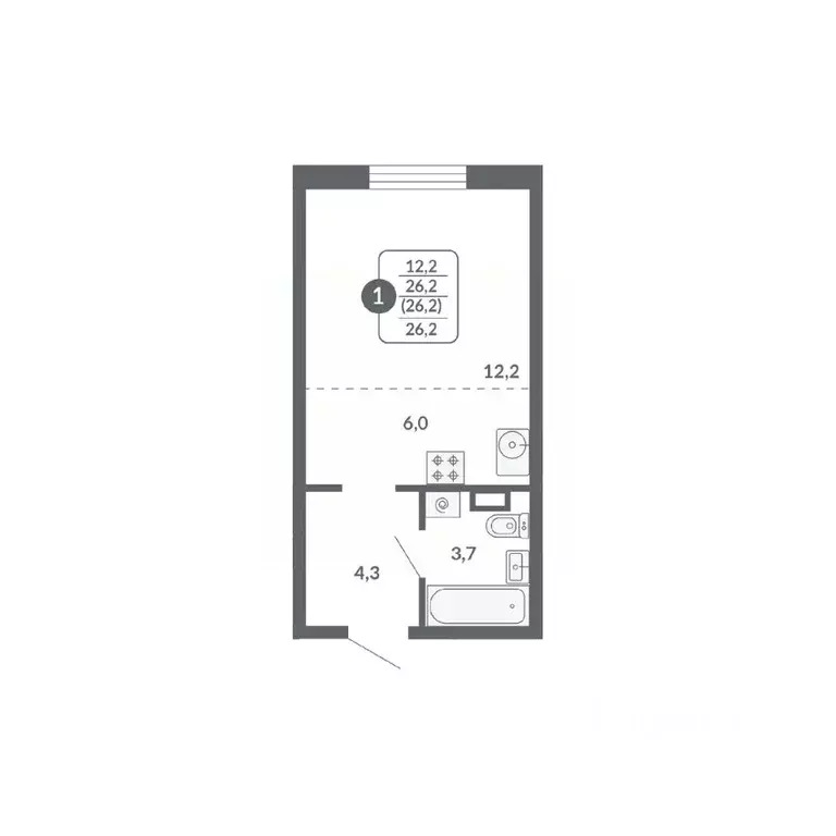 Студия Кировская область, Киров ул. Пушкина, 25 (26.2 м) - Фото 1