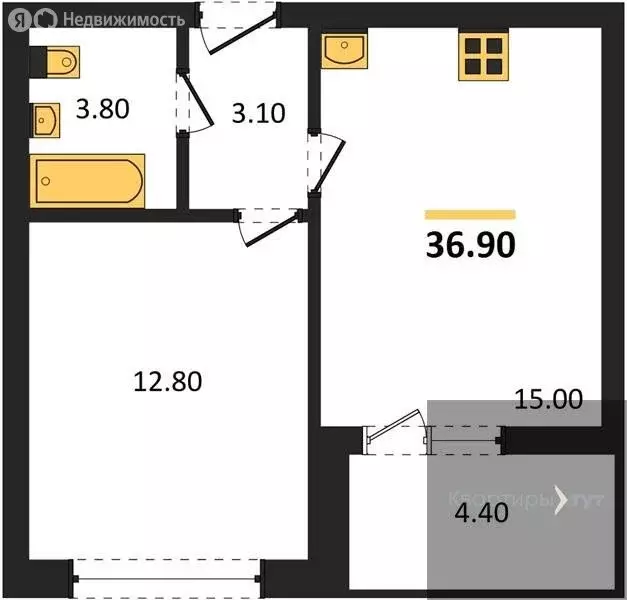 1-комнатная квартира: Воронеж, проспект Труда, 93 (36.9 м) - Фото 0