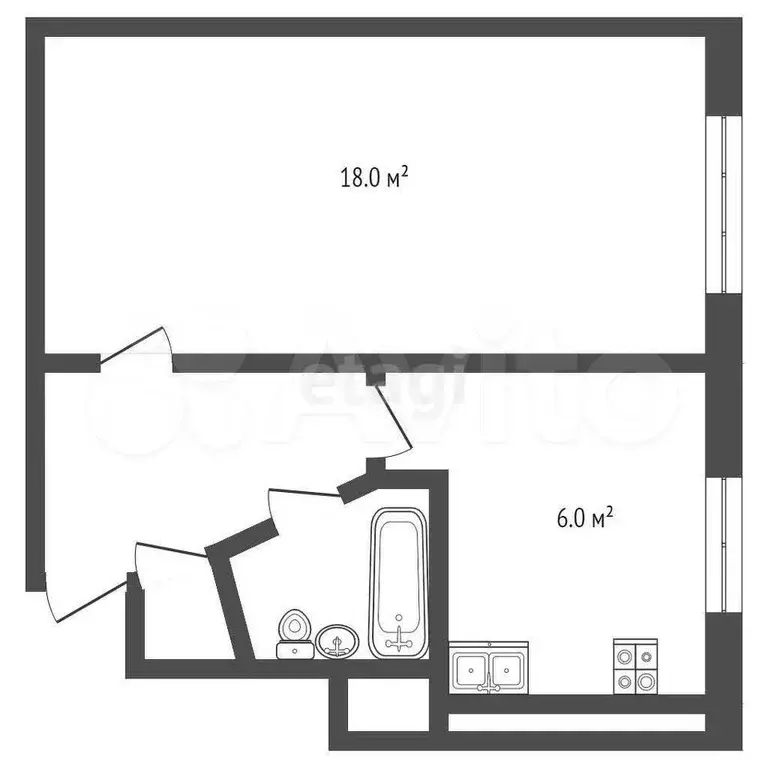 1-к. квартира, 31,5 м, 8/9 эт. - Фото 1