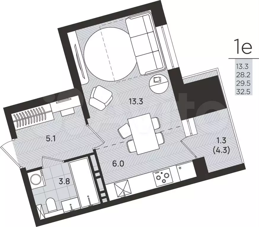 Квартира-студия, 29,5 м, 8/8 эт. - Фото 0
