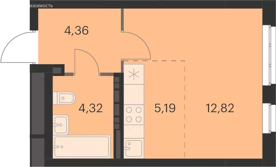Квартира-студия: Екатеринбург, улица Академика Ландау, 41 (26.5 м) - Фото 0